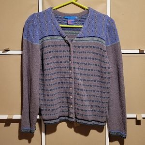 Vintage SO Blue Cotton Blend Button Down Cardigan Women's L